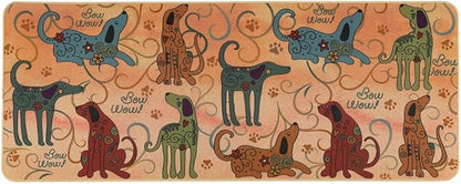GreaterGood Festival Pets Non-Slip Floor Runner Rug Colorful Paw Print Hallway Mat with Rubber Backing 47" Long, Pet-Lover Accent Rug (Dog)