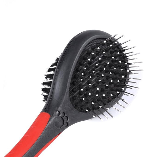 Double Sided Pet Brush, Professional Double Sided Pin & Brush for Dogs & Cats, Soft Salon Grooming Massage Clean for Pet(M)