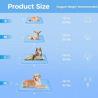 Rywell Cooling Mat for Dogs Large, 36'' x 27'' Color Changing&Arc-Chill Cooling Fiber QMAX>0.5, Washable Non-Toxic Portable Kennel Dog Bed, Non-Slip&Foldable Crate Pad for Large Dog