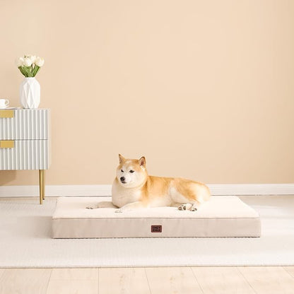 EHEYCIGA Orthopedic XXL Dog Beds for Jumbo Dogs with Removable Washable Cover for Crate, Camel, 47x29