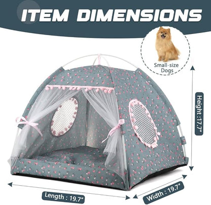 pawstrip Dog Tent Indoor Cat House Pink Puppy Bed Portable Pet Teepe Princess Dog Camping Tent Outdoor Kitten Houses Cute Bunny Nest Girl Kitty Cave