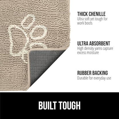 GORILLA GRIP SoakSTOPPER Dog Door Mat, 48x30 Machine Washable Rug Absorbent Doormat Captures Moisture Mud Dirt, Quick Dry Soft Chenille Entryway Rugs Indoor Entrance Mats for Dog Paws, Beige Ivory