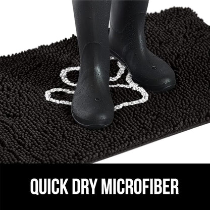 GORILLA GRIP SoakSTOPPER Dog Door Mat, 36x24 Machine Washable Rug Absorbent Doormat Captures Moisture Mud Dirt, Quick Dry Soft Chenille Entryway Rugs Indoor Entrance Mats for Dog Paws, Black White