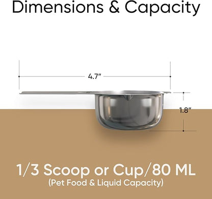 Color Up ⅓ Cup Pet Food Scoop – Stainless Steel Dog Food Scoop Cup – Rust-Resistant, Durable Measuring Scoop for Dogs, Cats, Birds & Rabbits – Ideal for Dry Food & Treats