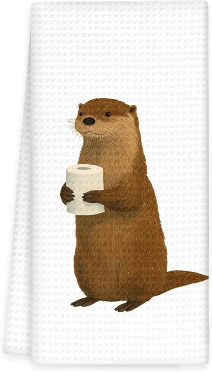 Sea Otter Bathroom Hand Towels, Otter Gifts for Women Kids HandTowels, Funny Coastal Animal Kids Decorative Hand Towel for Washroom Restroom, Cute Sea Otters Kids Bathroom Decor, 16x24In
