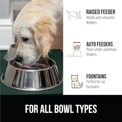 GORILLA GRIP 100% Waterproof Raised Edge BPA Free Silicone Pet Feeding Mat, Dog Cat Food Mats Contain Spills Protects Floors, Placemats for Cats and Dogs Water Bowl, Pets Accessories 16x10, Green