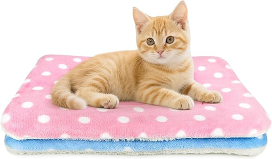2 Pack Cat Blanket for Indoor Cats Ultra Soft and Warm Calming Cat Bed Fleece Pet Mat for Anxiety and Stress Washable Kitten Blanket