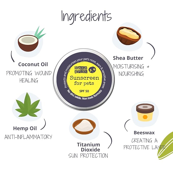 SPF 50 Sun Protection Balm For Pets 30 ML in Tin | Moisturising Sunscreen For Dogs And Cat Non-Toxic Formula Nose and Dog Paw Balm Sunblock Cream | puppy Sun Protection