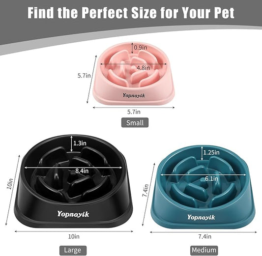 Slow Feeder Dog Bowls for Healthy Eating, Non-Slip and Anti-Choking Design, Reduces Bloating & Overeating for Medium Dogs and Cats, Easy to Clean