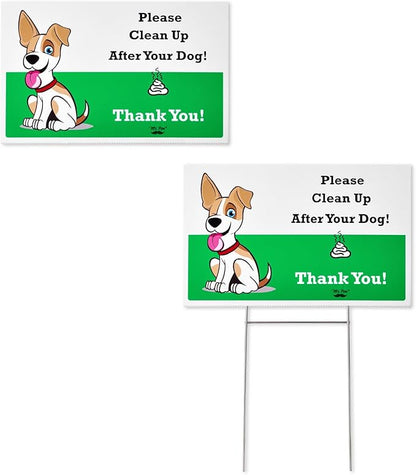 Mr. Pen- No Pooping Dog Signs for Yard, 2 Pack, Clean Up After Your Dog Signs with H-Stake Stand, Waterproof, 2 Dog Signs + 1 Stand
