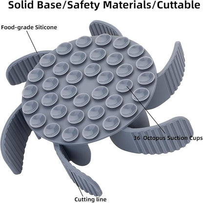 Slow Feeder Dog Bowls Insert [Octopus Suction Cups] Super Firm Slow Eating Dog Bowl [Cuttable] for Large Breed and Medium Size Dog Compatible with Regular and Elevated Dog Bowls (Turbine)