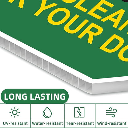 Clean UP After Your Dog Signs, 4-Pack 10"x10" Double-Sided Metal Stakes Smile Your on Camera Signs, Pick Up After Your Dog Sign for Yard