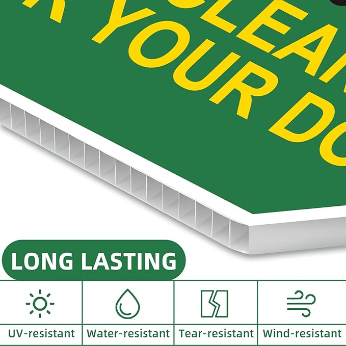 Clean UP After Your Dog Signs, 2-Pack 10"x10" Double-Sided Metal Stakes Smile Your on Camera Signs, Pick Up After Your Dog Sign for Yard