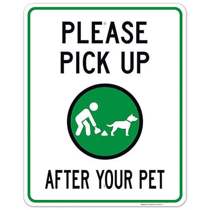 Clean Up After Your Dog Sign, Please Pick Up After Your Pet Sign, 24x30 Inches, Rust Free .063 Aluminum, Fade Resistant, Indoor/Outdoor Use, Made in USA