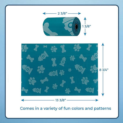 Best Pet Supplies Dog Poop Bags (150 Bags) for Waste Refuse Cleanup, Doggy Roll Replacements for Outdoor Puppy Walking and Travel, Leak Proof and Tear Resistant, Thick Plastic - Turquoise