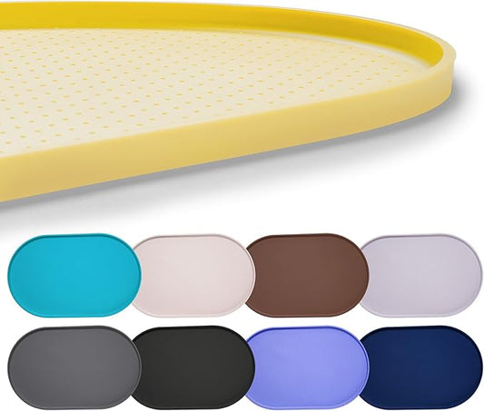 Hubulk 100% Waterproof Silicone Pet Feeding Mat with Raised Edge for Food and Water, Dog Bowl Mats, Cat Bowls Placemat with High Lip Protects Floor for Cats and Dogs (Yellow, 16" L x 10" W)