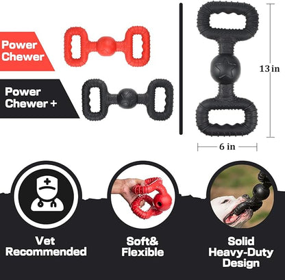 Natural Rubber Dog Toys for Large Aggressive Chewers - Lifetime Replacement - Tough Tug War Dog Toy for Large Dogs Tooth Clean, Black