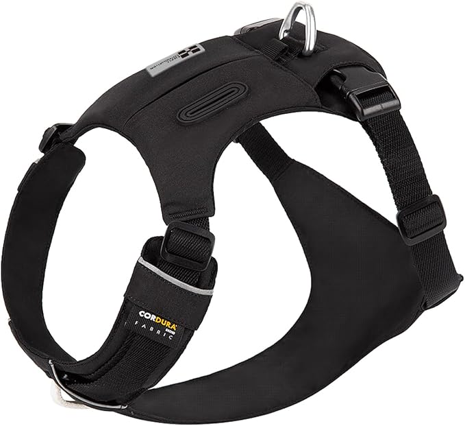 Lightweight Dog Harness, Large to Very Large Breeds, Adjustable Fit.Pet Harness with Pocket, Dog Training Harness for Outdoor Walking Running, Hiking (Black, XXS)