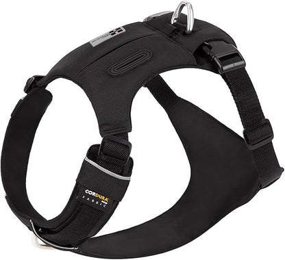 Lightweight Dog Harness, Large to Very Large Breeds, Adjustable Fit.Pet Harness with Pocket, Dog Training Harness for Outdoor Walking Running, Hiking (Black, XXS)