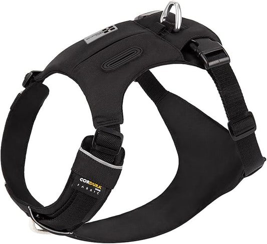 Lightweight Dog Harness, Large to Very Large Breeds, Adjustable Fit.Pet Harness with Pocket, Dog Training Harness for Outdoor Walking Running, Hiking (Black, XXS)