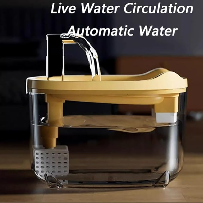 Water Fountain, 2026 New Triple-Filter Pet Water Fountain, 50.72oz/1.5l Automatic Cat Dog Fountain, Ultra-Quiet Pump with Led Indicator for Cats Dogs Multi Pets (Yellow)