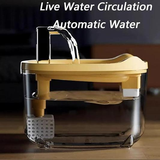 Water Fountain, 2026 New Triple-Filter Pet Water Fountain, 50.72oz/1.5l Automatic Cat Dog Fountain, Ultra-Quiet Pump with Led Indicator for Cats Dogs Multi Pets (Yellow)