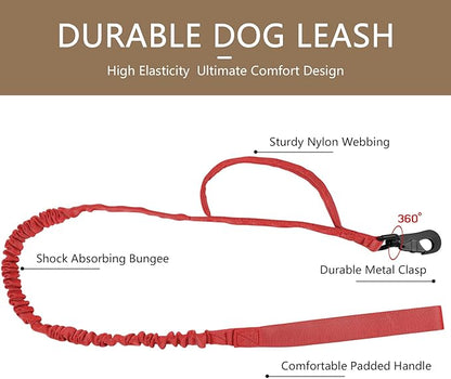 DAGANXI Tactical Dog Collar, Adjustable Military Training Nylon Dog Collar with Control Handle and Heavy Metal Buckle for Medium and Large Dogs, with Patches and Airtags Case (Red-Set, XL)