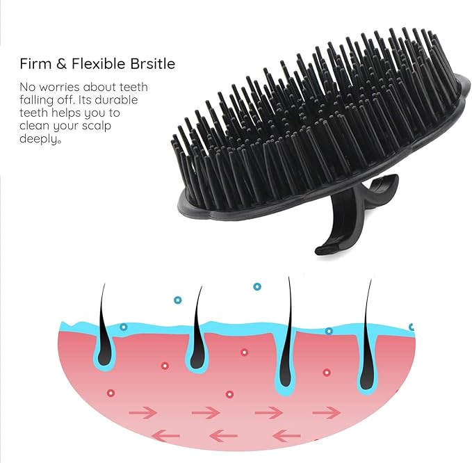 Nıva 2pcs Scalp Massager Shampoo Brush, Massage Hair Brush Floriated Shower Comb for Deep Cleaning Hair Men’s Hand Brush Growth Beard Brush Pet Grooming Brushes (Black)