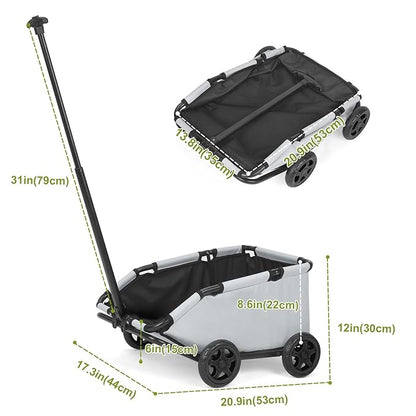 Mini Dog Strollers for Mini Pets, Foldable Multifunctional Shopping Carts with Extendable Pull Handle, Doggie Wagon Built-in Cushion and Safety Rope with Storage Bag (Light Grey)