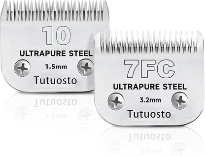 Clipper Blades Pet Grooming Clipper Replacement Blades Detachable Blade Compatible with andis/wahl/Oster Dog Clippers (10#&7FC)