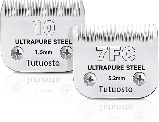 Clipper Blades Pet Grooming Clipper Replacement Blades Detachable Blade Compatible with andis/wahl/Oster Dog Clippers (10#&7FC)