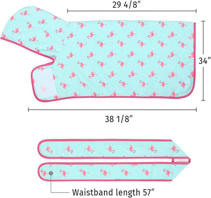 HDE Dog Bathrobe Super Absorbent Quick Drying Puppy Towel Wrap Coat Adjustable After Bath Robes with Hood for Dog Sizes S-XXL Flamingos XXL