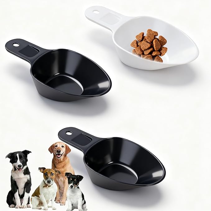 3PCS Dog Food Scoop 1 Cup, Plastic Pet Food Scoop with Measuring Lines 1/2 Cup 1/4 Cup for Dogs Cats Birds and Rabbits