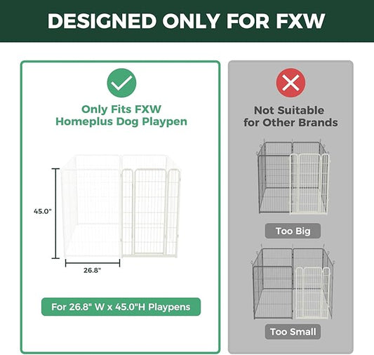 FXW Homeplus Unleashed Dog Playpen Designed for Indoor Use, 1 Add-on Gate, 45" Height for Large Dogs, White│Patented