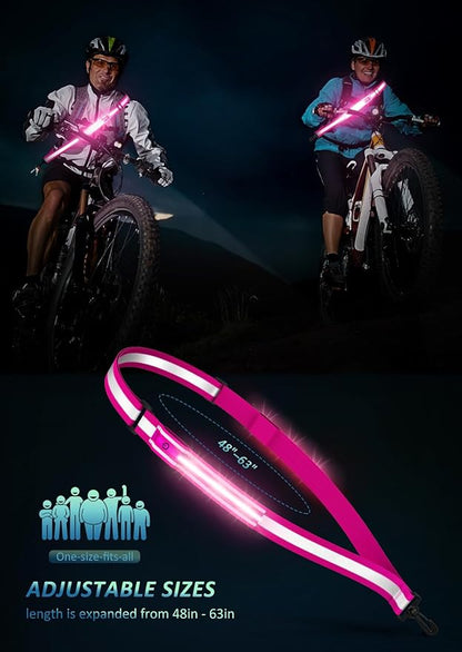 LED Reflective Belt Sash Walking Gear,Safety Lights for Walkers at Night,High Visibility Safety Rechargeable Reflective Running Gear for Men Women Kids Night Dog Walking Gear