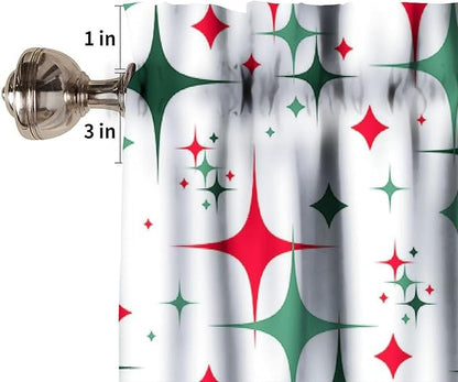 Mid Century Curtain Valance, 1950S 60S Christmas Design Retro Abstract Geometric Vintage Classic Window Valance Curtains for Farmhouse Bedroom Living Room Kitchen 54x18inch