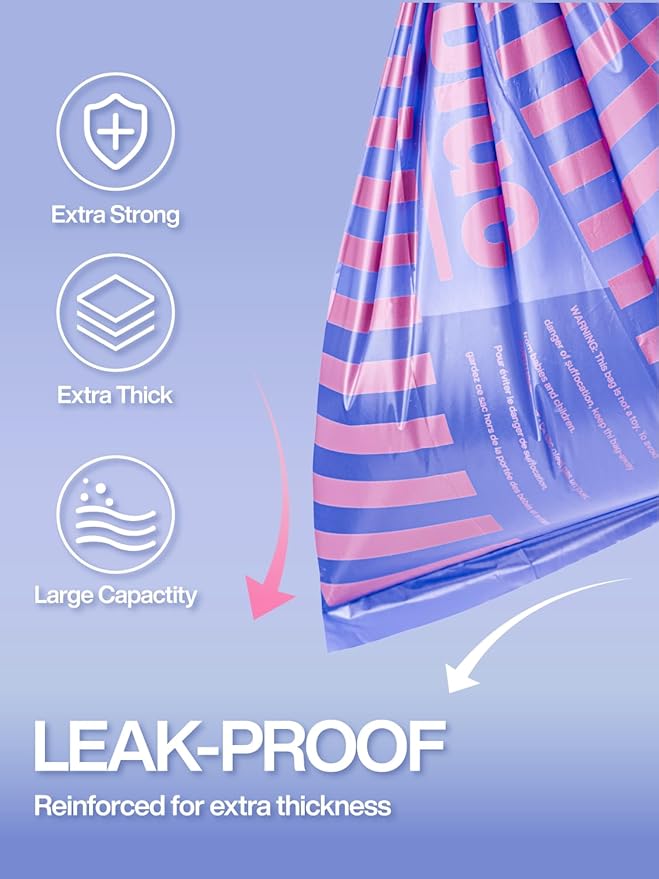 Dog Poop Bags Rolls - 300 Counts Leak Proof & Extra Thick, 20 Rolls Jasmine Scented Pet Poop Bags for Dogs, Doggie Waste Bag for Walking, Travel, Home 9 x 13 Inches (Purple)