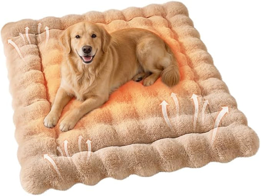 Large Dog Bed Mat, Extra Large Plush Faux Fur Washable Pet Bed for Large Dogs, Non-Slip Fluffy Dog Mat – Machine Washable XL Dog Sleeping Pad for Large Breeds, 35 x 27 Inch Coffee