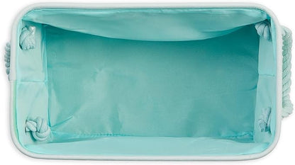 Bone Dry Pet Storage Collection Striped Paw Patch Bin, Aqua, Small Rectangle