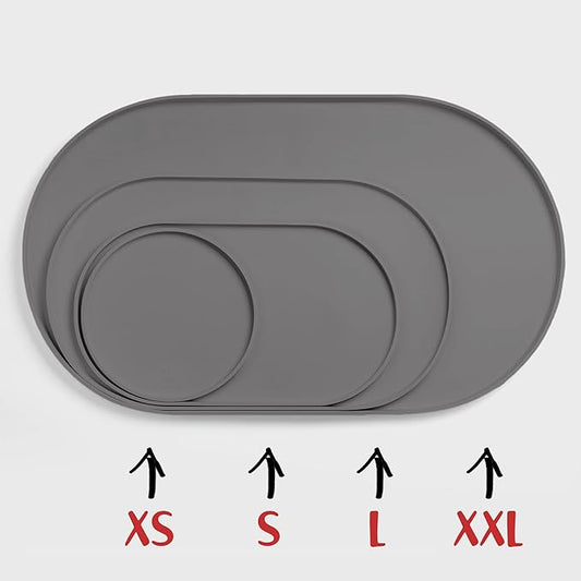 DogBuddy Dog Food Mat - Waterproof Dog Bowl Mat, Silicone Pet Mat for Food and Water Bowls, Nonslip Pet Feeding Mat with Edges, Dogs Food Mats for Floors, Puppy Supplies (Large, Gray)