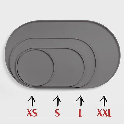 DogBuddy Dog Food Mat - Waterproof Dog Bowl Mat, Silicone Pet Mat for Food and Water Bowls, Nonslip Pet Feeding Mat with Edges, Dogs Food Mats for Floors, Puppy Supplies (XS, Gray)
