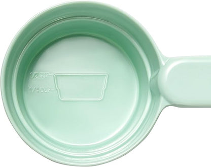 Dog Cat Food Scoop - Pet Food Scoop Dog Food Measuring Cup 1/2 1/4 Cup, Comfortable Long Handle for Easy to Scoop Food, Mint Green 1/2 Cup