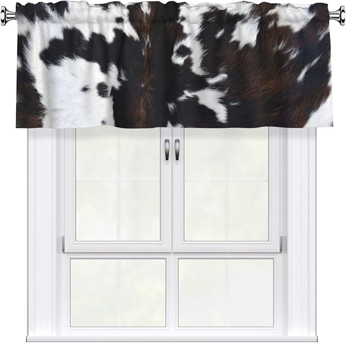 Cowhide Curtain Valance Short Rod Pocket Window Treatment for Living Room Bedroom Kitchen Bathroom 1 Panel 54" W x 18" L