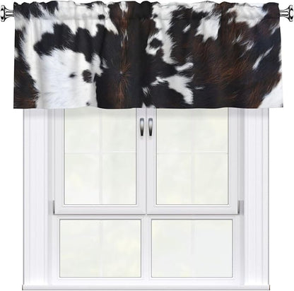 Cowhide Curtain Valance Short Rod Pocket Window Treatment for Living Room Bedroom Kitchen Bathroom 1 Panel 54" W x 18" L