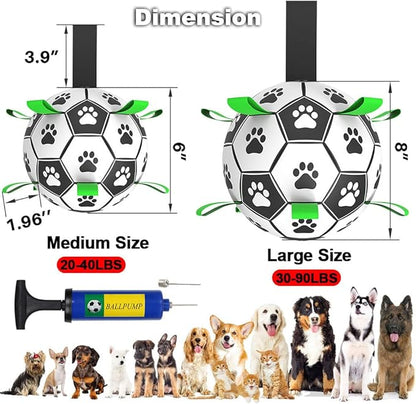 Amasiver Dog Toy Balls, Interactive Dog Toys for Tug of War, 6inch Dog Soccer Ball with 9 Nylon Straps for Indoor Outdoor, Dog Toys for Small Dogs & Medium Gift for Birthday
