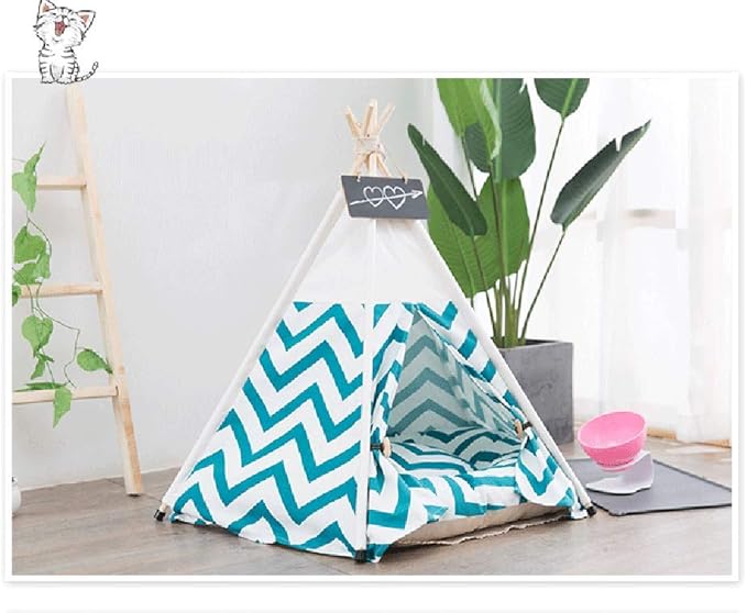 Cat Teepee Tent 16" x 20", Washable Small Dog Teepee Tent, Indoor House Non Slip Reusable Thicked Soft Comfort Cotton Cushion Bedding for Small Dogs Cat Rabbit Hamster Chinchillas Rat, Green
