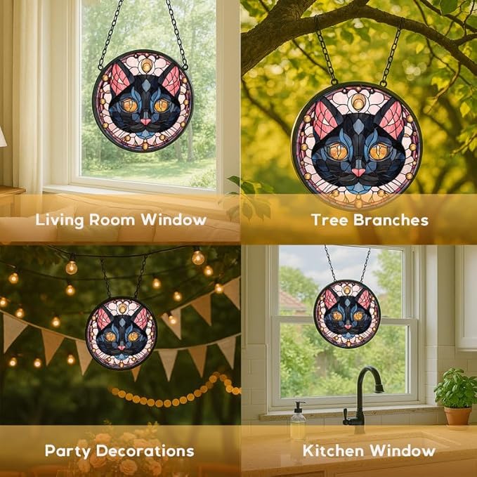 Stained Glass Window Hanging， Butterfly 11.8in Sun Catchers Indoor Window， Core Decor Inside and Outside The Cottage， Gifts for Women， Butterfly Decor， Stained Glass Art