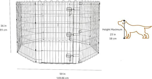 Amazon Basics Foldable Metal Exercise Dog Playpen, Indoor/Outdoor, Single Door, 8 Panels, 36 Inches, Medium, Black