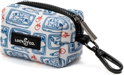 Lucy & Co. Tinned Fish Dog Poop Bag Holder, Durable Waste Bag Dispenser with Clip for Leash