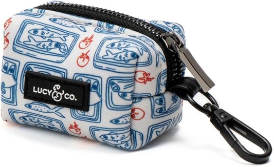 Lucy & Co. Tinned Fish Dog Poop Bag Holder, Durable Waste Bag Dispenser with Clip for Leash